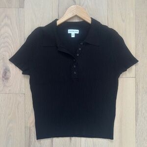 Calvin Klein Jeans Black Ribbed Polo Shirt Size Large